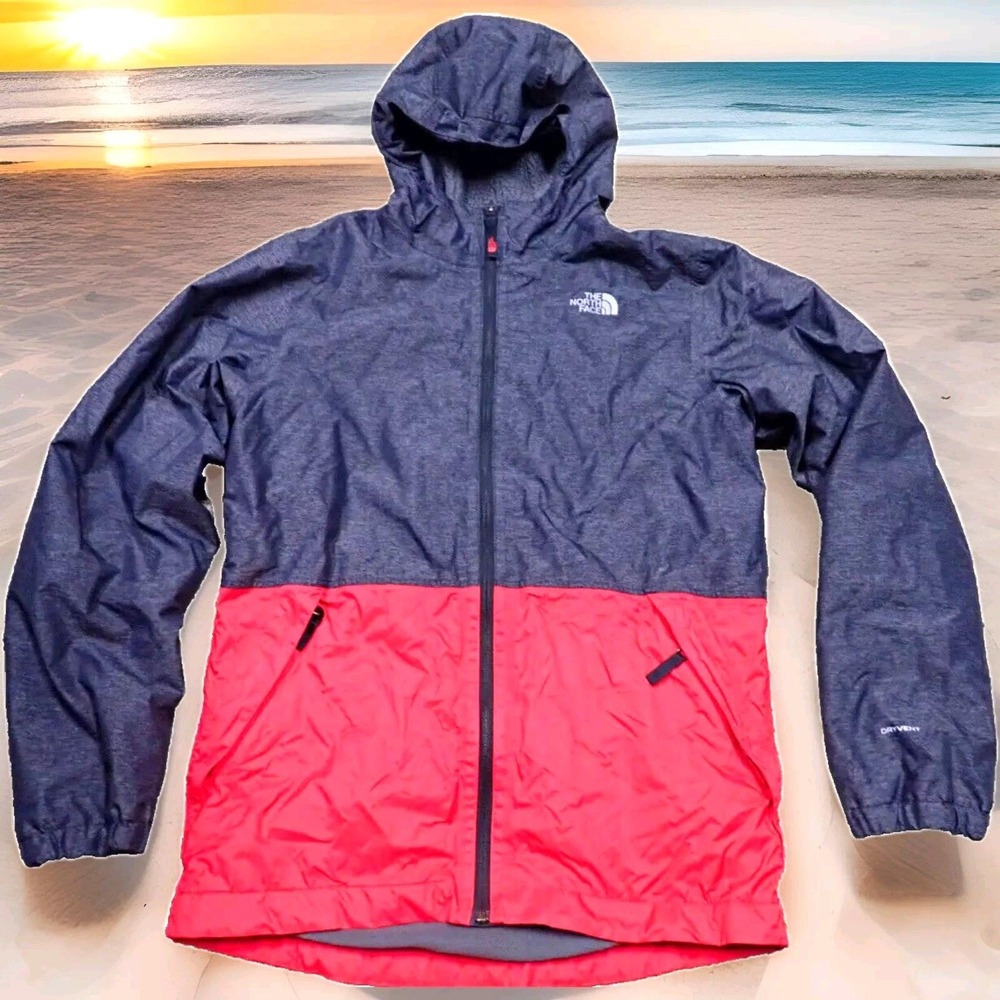 The North Face‎ DryVent Jacket Boys XL Navy Red Excellent Sherpa Lined Hooded
